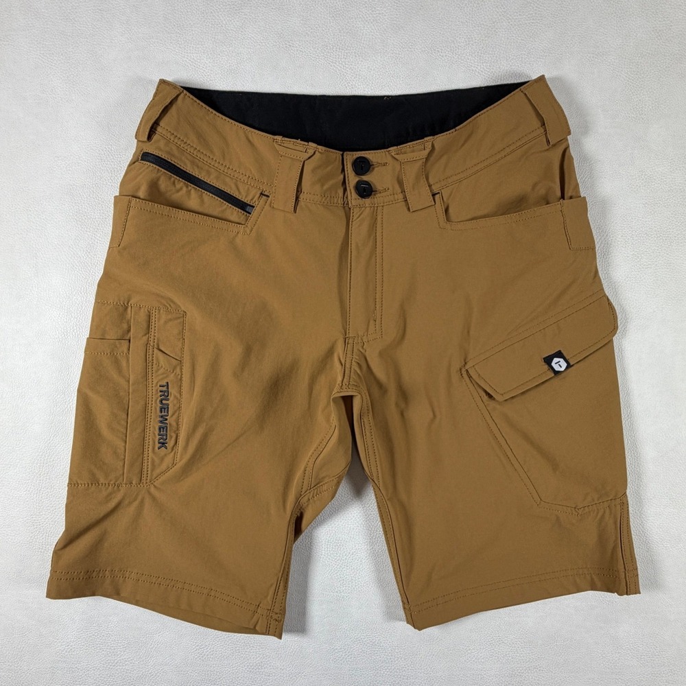 Truewerk T1 Werkshorts Mens 30 Long Brown Technical Utility Cargo Work Shorts